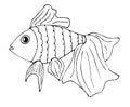 Symbol color editable fish symbol template. hand-drawn goldfish